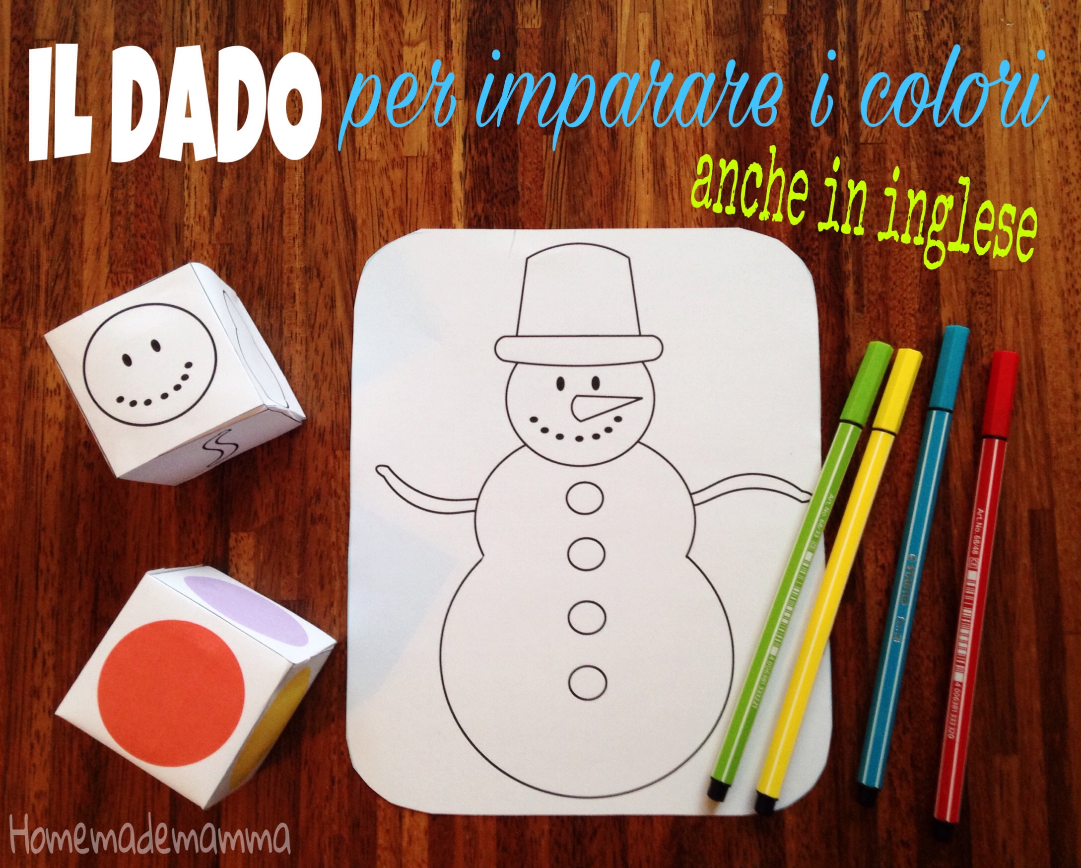 Disegni Di Natale Da Colorare In Inglese.Il Dado Natalizio Per Imparare I Colori Anche In Inglese