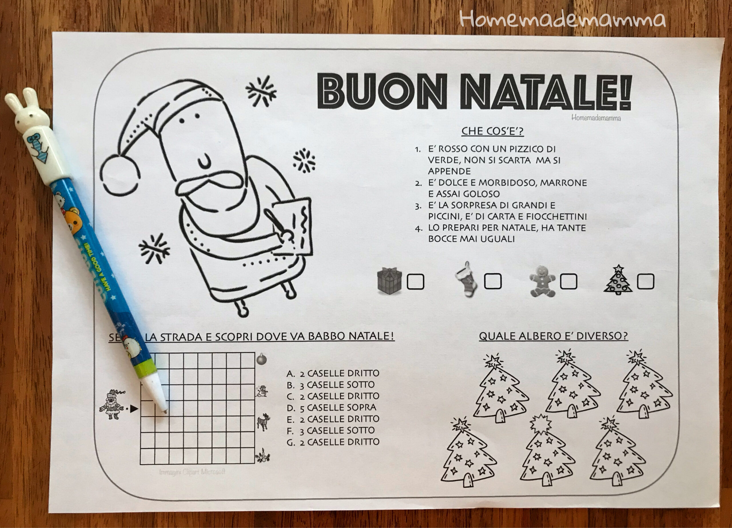 Schede Gioco Sul Natale