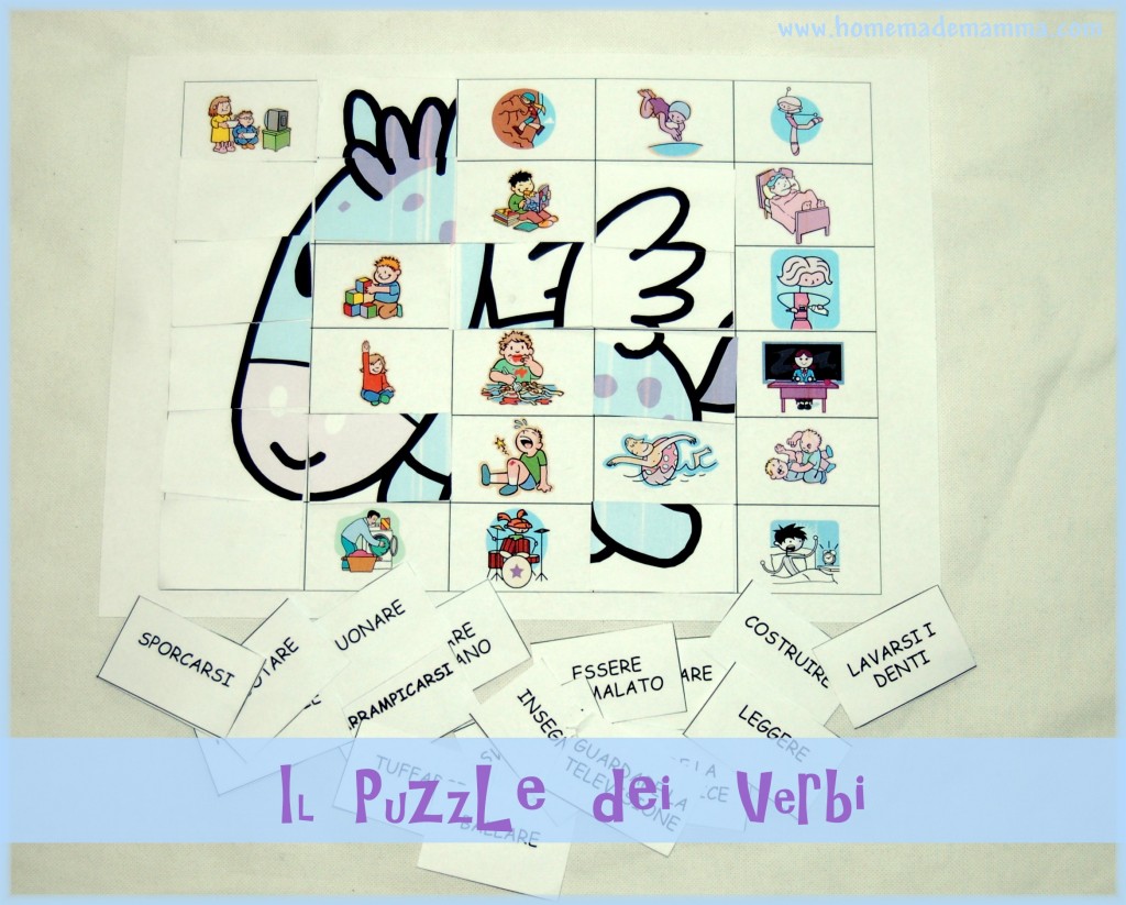 puzzle dei verbi da stampare