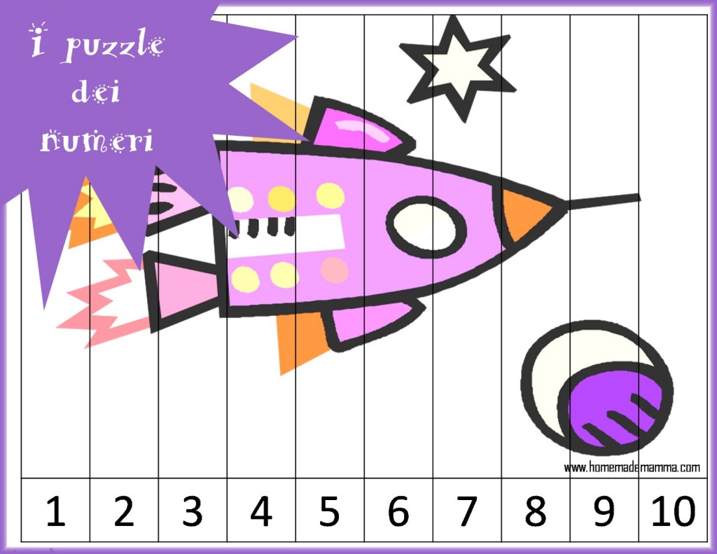 puzzle per imparare i numeri da stampare gratis