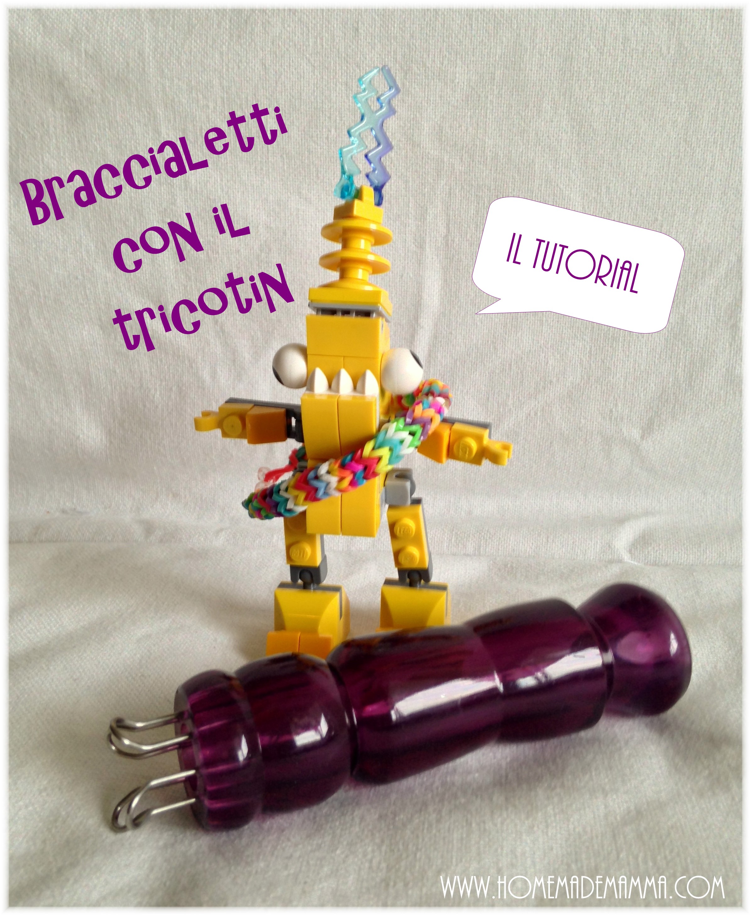 braccialetti elastici loom bands con tricotin tutorial