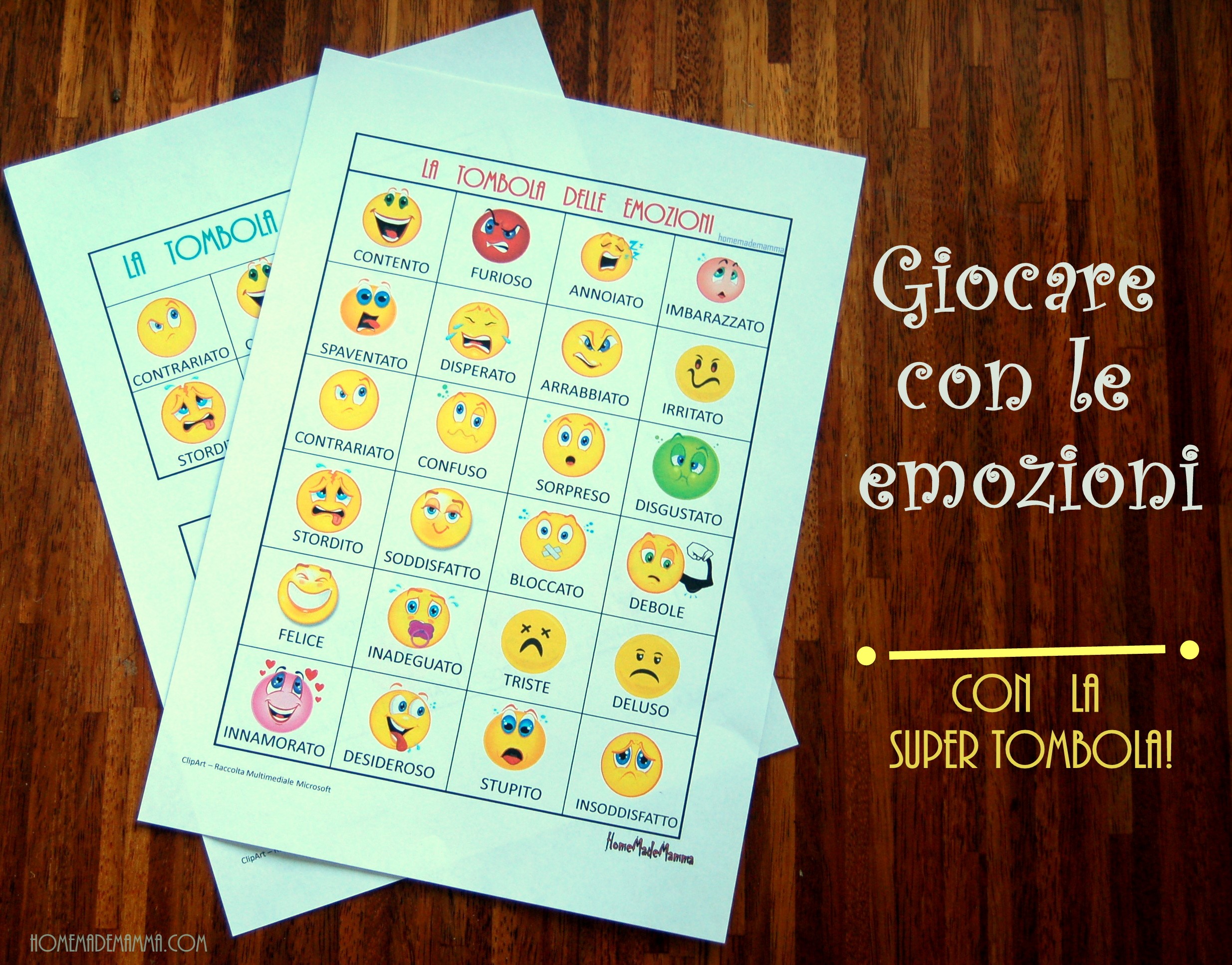 tombola emozioni da stampare gratis