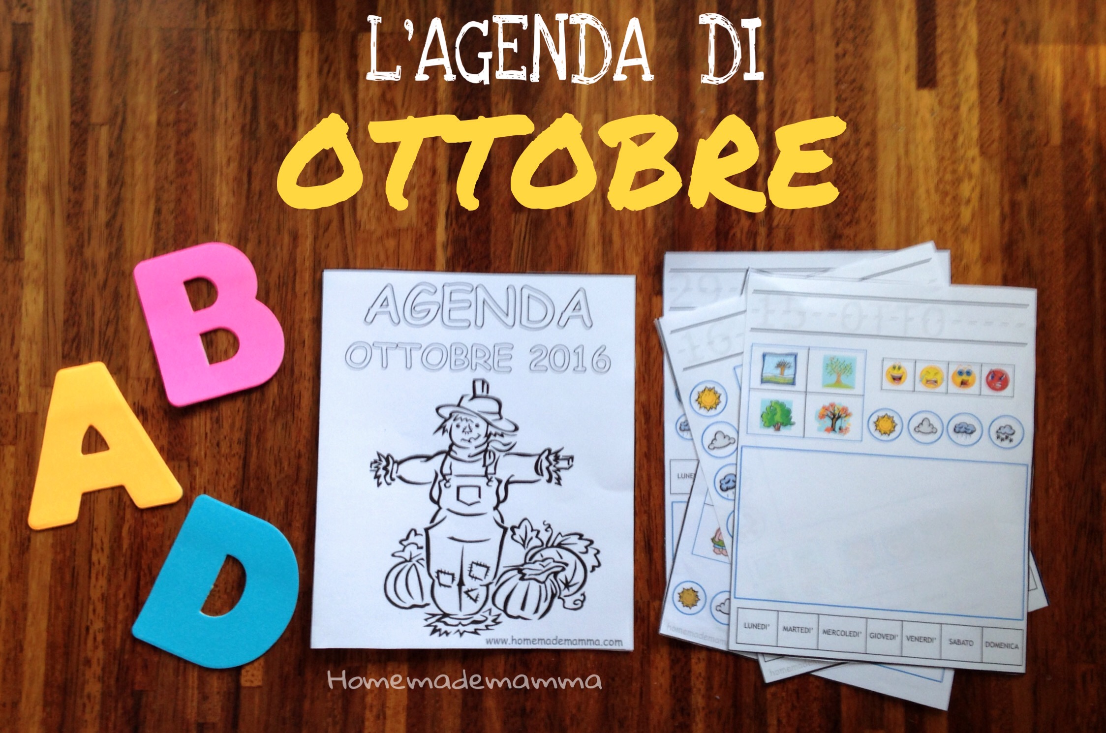 agenda diario per bambini da stampare ottobre
