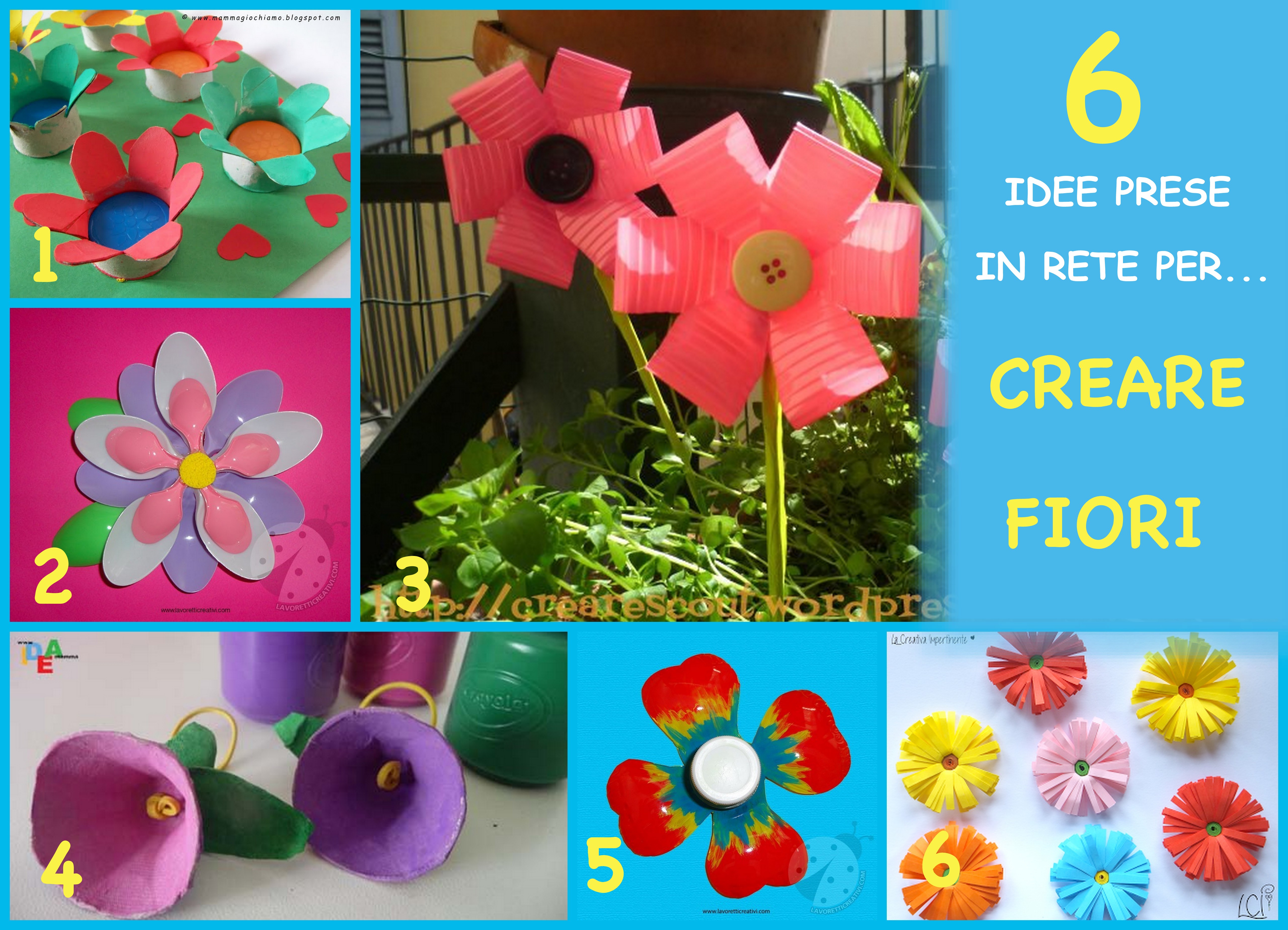 creare fiori con tappi, cartone, carta e bottiglie