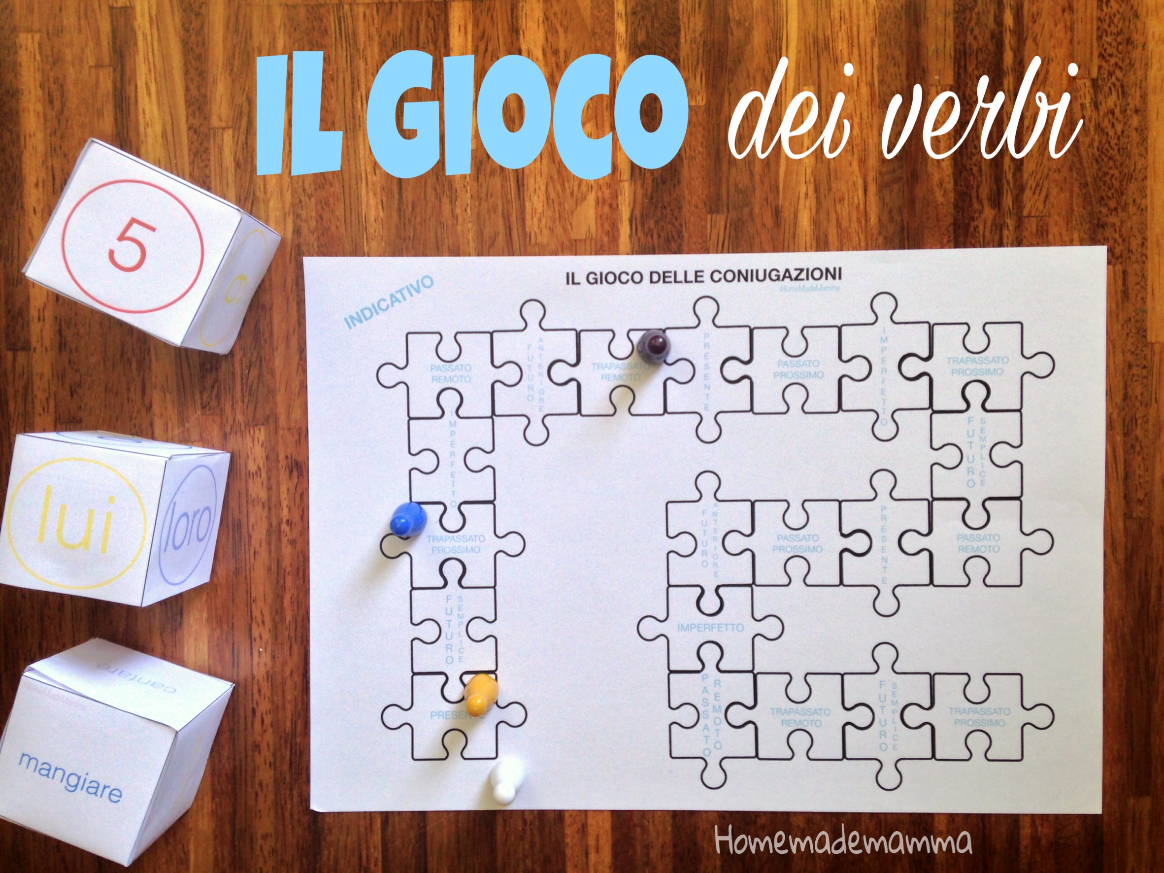 gioco per coniugare i verbi italiani da stampare