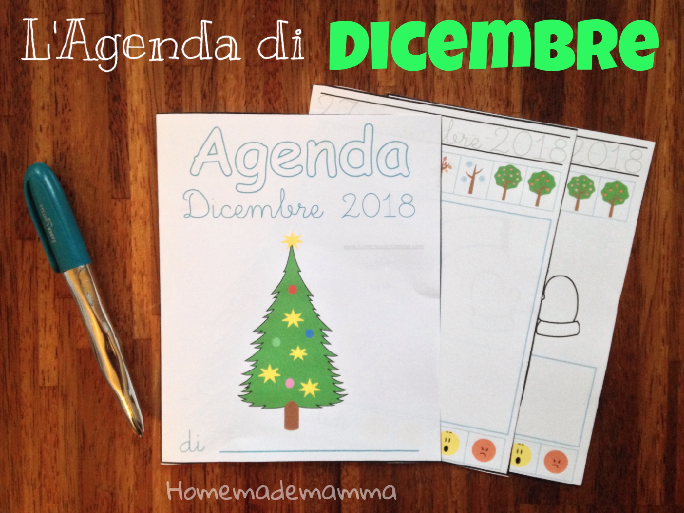 agenda dicembre bambini da stampare