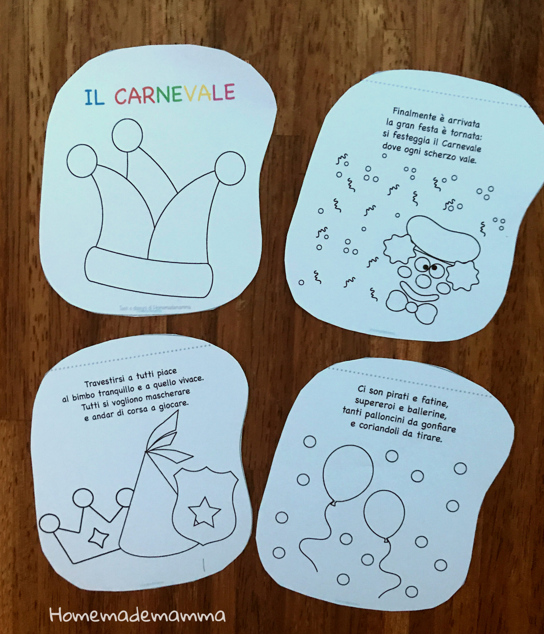 Libro di carnevale in rima da stampare e colorare