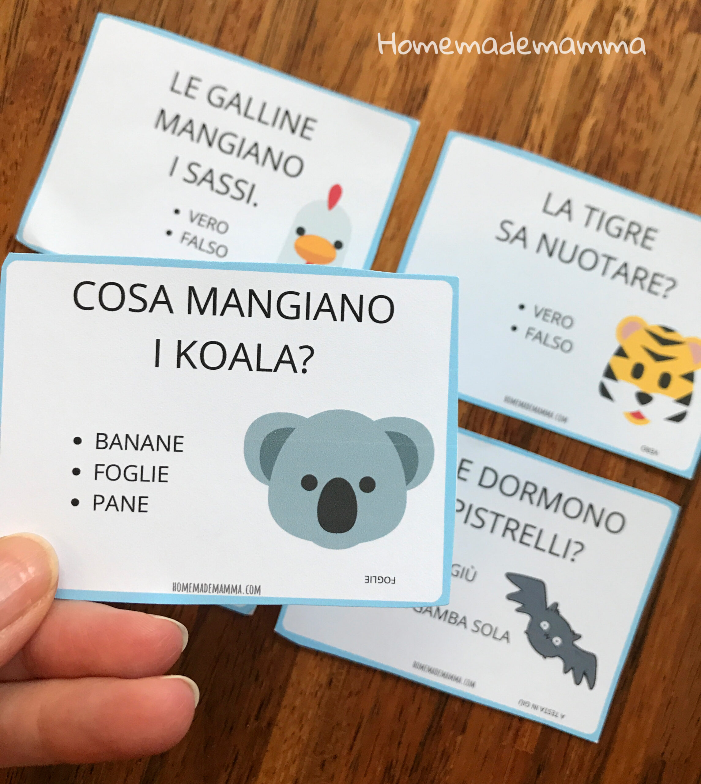 Carte curiosità animali da stampare indovinelli bambini