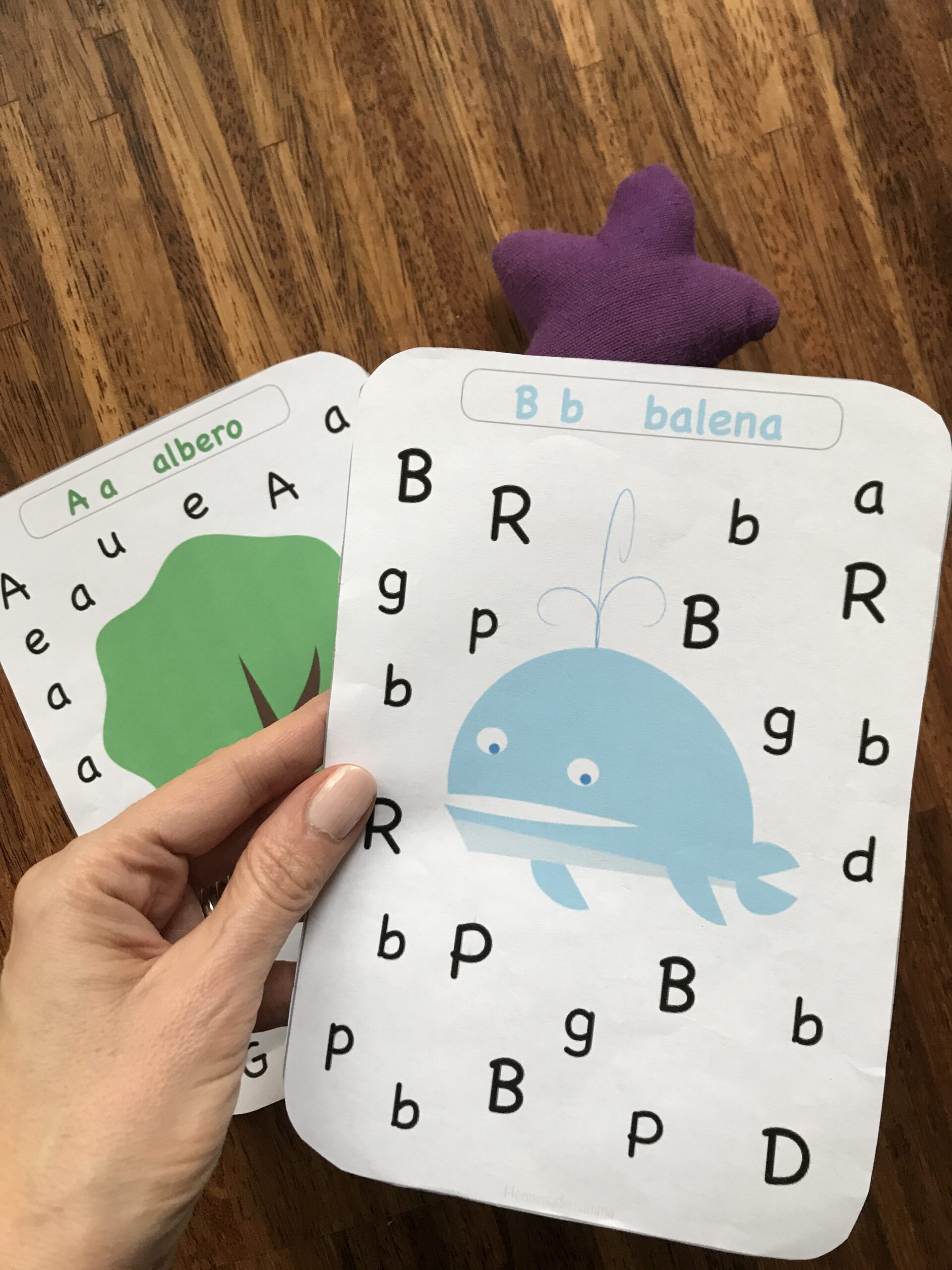 carte per imparare l'alfabeto stampatello