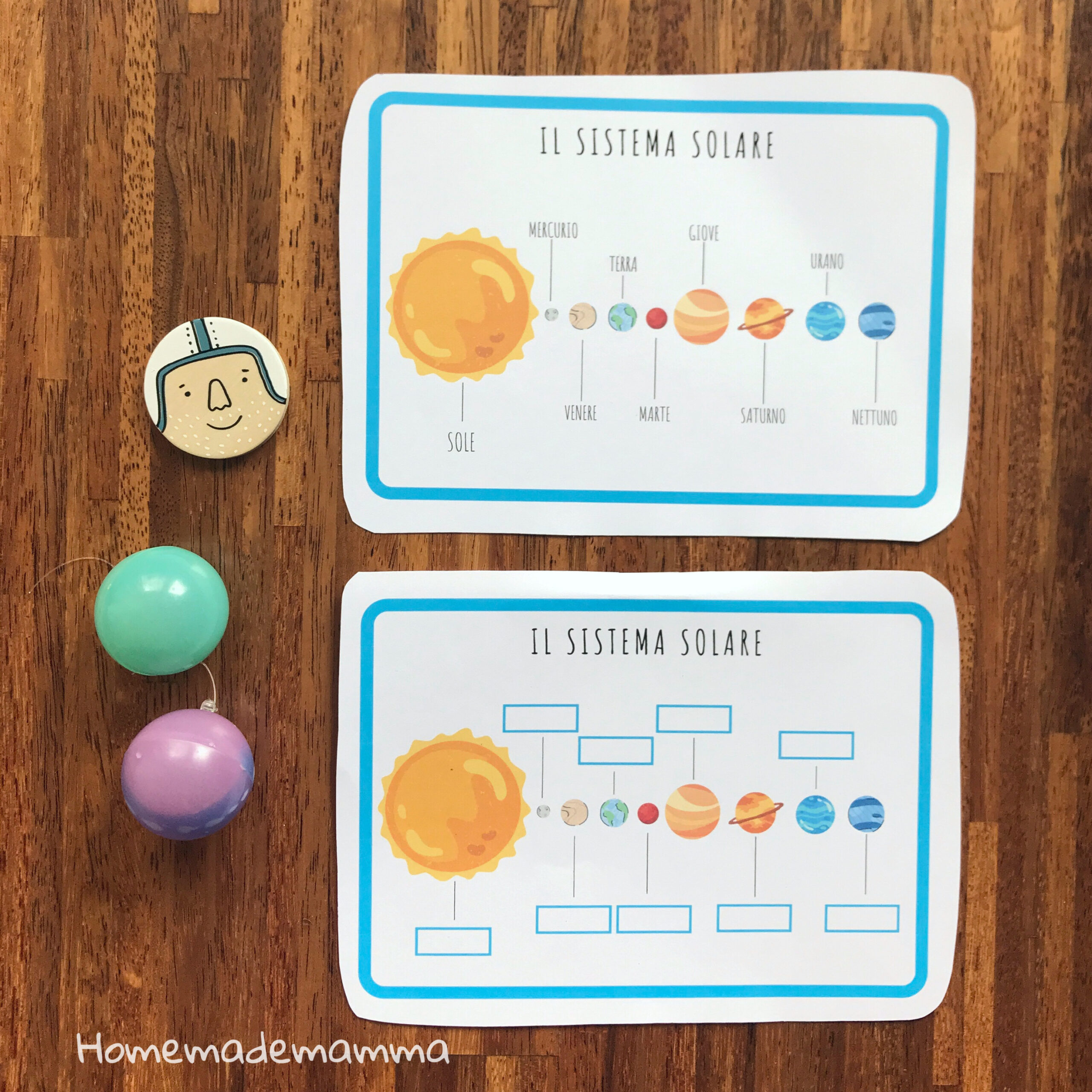 scheda stampare sul sistema solare scuola primaria